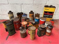 Vintage oil and lubricant tins and cans