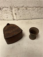 Howard Bedford box ,18th C.  pewter measure.