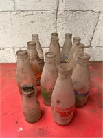 Collection of milk bottles, Irish