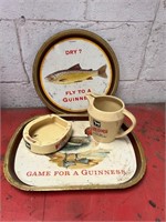2 Guinness trays, White Horse ash tray and jug.