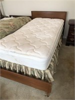 Walnut Twin Bed W/ Bedding Set
