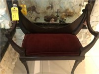 MEDIEVAL STYLE CHAIR WITH BURGUNDY CUSHION