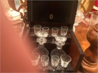 DECANTERS & GLASSES WITH WOODEN BOX