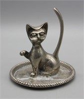 S: VINTAGE METAL CAT RING / JEWELRY HOLDER