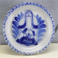 NS: 2001 ELDRITH POTTERY 11" SANTA CLAUSE PLATE