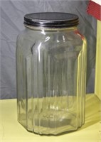 NS: ANTIQUE 10 INCH STORE JAR W/ LID