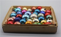 NS: BOX OF ANTIQUE MINI GLASS CHRISTMAS ORNAMENTS