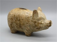 S: ANTIQUE PAPER MACHE PIG PIGGY BANK