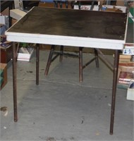 NS: VINTAGE WOOD TOP CARD TABLE - NEEDS A COUPLE