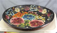 NS: PAINTED WOODEN CARVED BOWL - 16" DIA