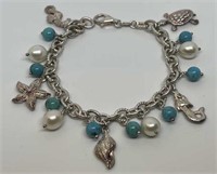 (LG) Sterling Silver Mermaid Theme Charm Bracelet