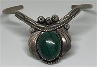 (LG) Sterling Silver Bracelet With Malachite Stone