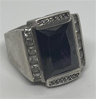 (LG) Sterling Silver Ring with Purple Amethyst