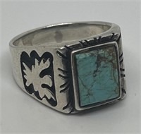 (LG) Sterling Silver Ring with Turquoise Stone