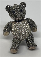 (LG) Sterling Silver Teddy Bear Brooch