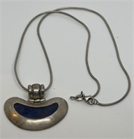 (LG) Sterling Silver Necklace with Lapis Tone
