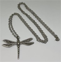 (LG) Sterling Silver Dragon Fly Pendant and Chain