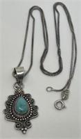 (LG) Sterling Silver Necklace with Turquoise