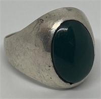(LG) Sterling Silver Green Onyx Ring