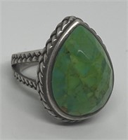 (LG) Sterling Silver Green Turquoise Ring