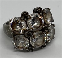 (LG) Sterling silver Ring with Clear Stones
