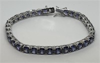 (LG) Sterling Silver Sapphire Color Bracelet