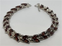 (LG) Sterling Silver Ruby Color Bracelet