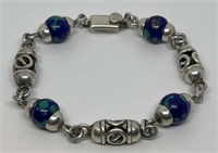 (LG) Sterling Silver Blue/Green Stone Bracelet