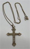 (LG) Sterling Silver Necklace and Cross Pendant