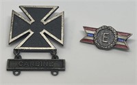 (LG) Sterling silver WWII Pin and Army Basic