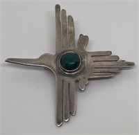 (LG) Sterling Silver Turquoise Brooch