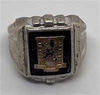 (LG) Sterling Silver Black Onyx Emblem Ring