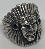 (LG) Sterling Silver Native American Indiana