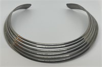 (LG) Silver Tone Collar Choker Necklace