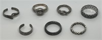 (LG) Various Silver Tone Costume Jewelry Rings
