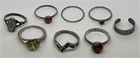 (LG) Various Silver Tone Costume Jewelry Rings