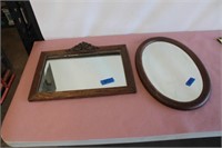 (2) Oak Framed Mirrors