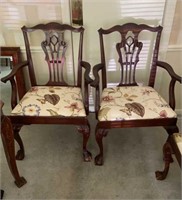 Upholstered Mahogany Arm Chairs 37hx26.5w