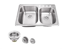 33”x22” double kitchen sink