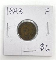 1893 Antique Indian Head Penny Coin