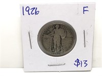 Vintage 1926 Standing Liberty Silver Quarter coin