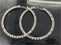 Silver Bling Hoop Earrings