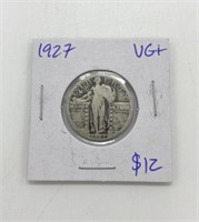 1927 Graded Standing Liberty Silver Quarter Coin