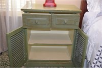 Green Shutter Door Table With Drawers