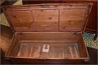 Wood Cedar Chest With Metal Buttons