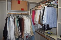 2 Racks and box of womens clothing- Size S to L