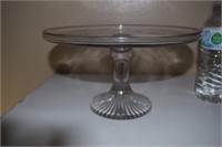 glass cake stand no lid & green tray