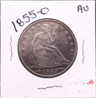 1855O seated liberty half dollar