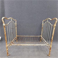 ANTIQUE CHILDS BED 53.5" WIDE 30" DEEP 48" TALL
