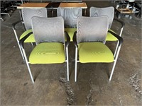 Meshback Green Seat Side Chairs w/Arms